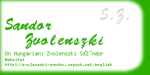 sandor zvolenszki business card